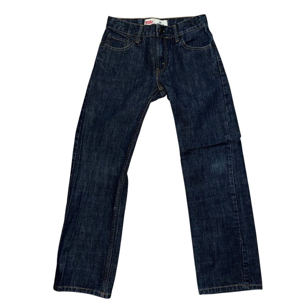 Levis 505 Regular Straight Leg Jeans Big Boys 10 Reg 25 25 Dark Wash Pockets - Picture 2 of 8